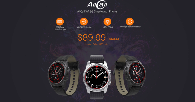 Meet The New AllCall W1 - A Smartwatch With Samsung AMOLED Display Selling At $89
