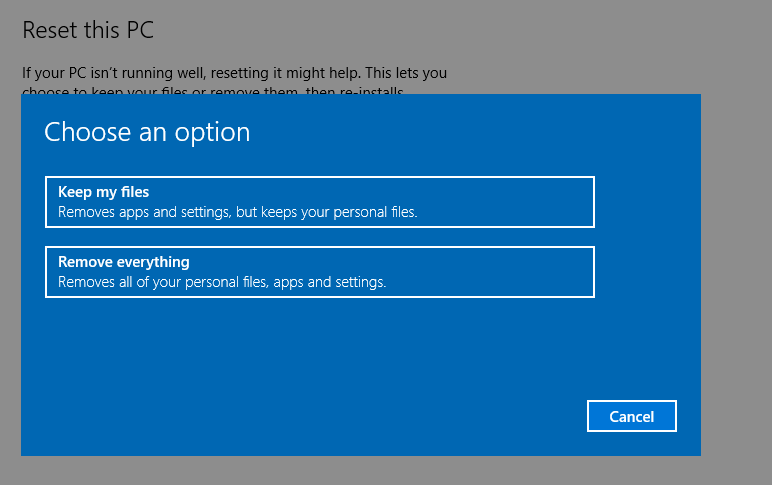 Reset Windows 10 Computer
