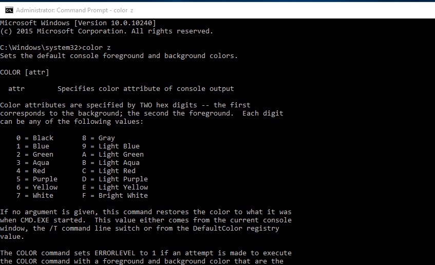 Change Text And Background Color Of CMD